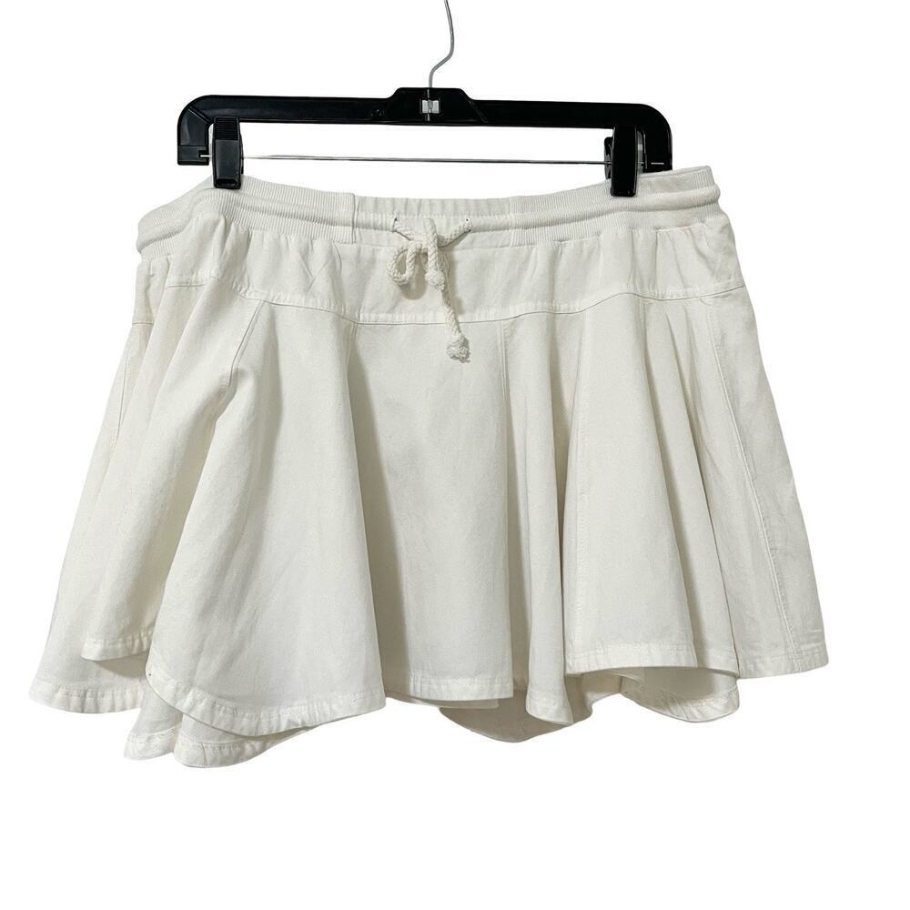 Anthropologie Daily Practice Courtside Mini Skirt Size L White‎ Tennis Prep NEW